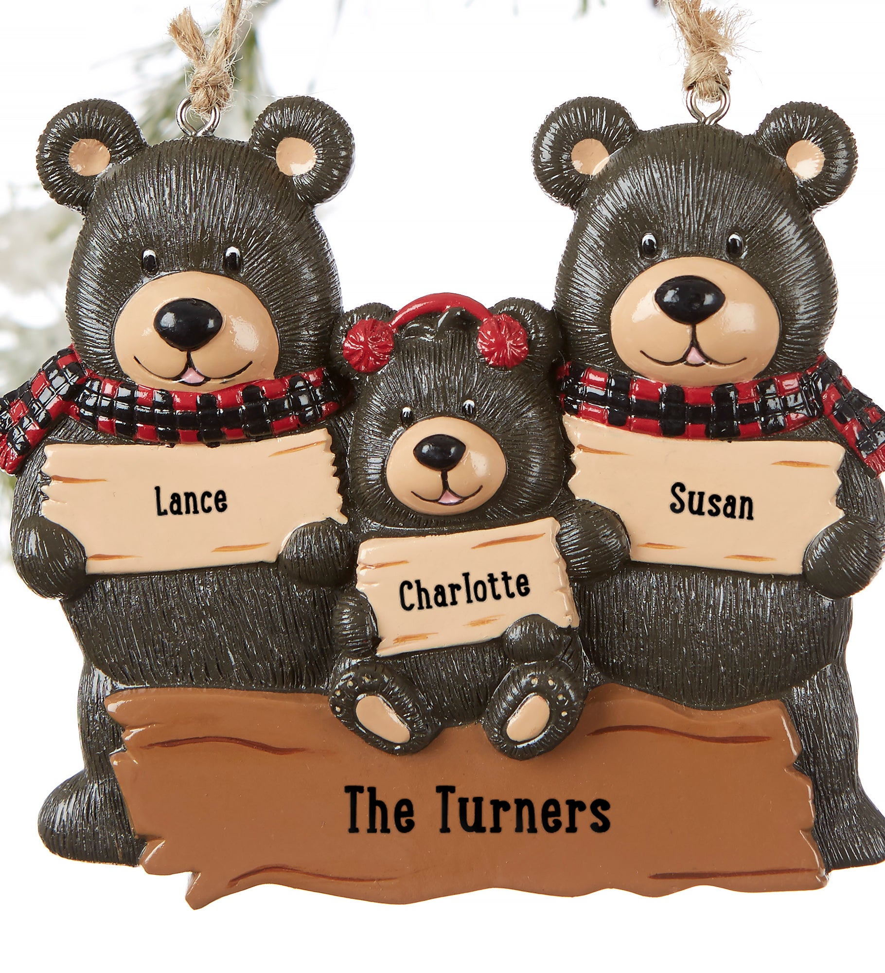 Holiday Bear Family<sup>©</sup> Personalized Ornament